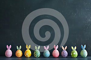 Happy easter resurrection Eggs Easter egg symbols Basket. White whiskers Bunny text area. Reflection background wallpaper