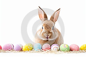 Happy easter Ribbon Eggs Easter Fun Basket. White outdoor activities Bunny amused. model background wallpaper