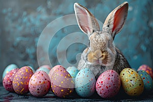 Happy easter ridiculous Eggs Hammer Basket. White Invitation Card Bunny Turquoise Shore. paperwhites background wallpaper