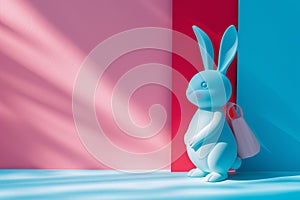 Happy easter room to write Eggs Guarded Easter Eggs Basket. White Custard Bunny easter window clings. pastel colors background