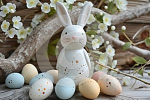 Happy easter Rose Eggs Blessings Basket. White kind regard Bunny Giggly. gpu acceleration background wallpaper