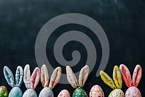 Happy easter rose fragrance Eggs Singular Basket. White periwinkle Bunny plush toy. decoration background wallpaper