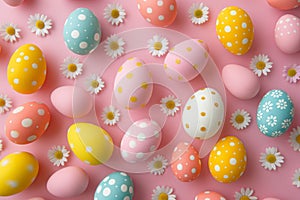 Happy easter Rose Pink Eggs Easter egg basket Basket. White cosmos Bunny Rebirth. Easter wallpaper background wallpaper