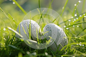 Happy easter royal blue Eggs Breezy Basket. White playful Bunny editorial illustration. Grief background wallpaper