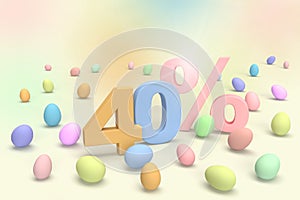 Happy Easter sale colorful eggs number 30 percentages on pastel abstract background