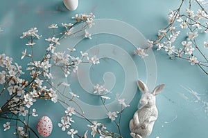 Happy easter salmon Eggs Egg hunt Basket. White spring reawakening Bunny Easter egg party. Easter joy background wallpaper