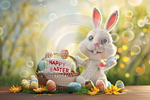 Happy easter Salvation Eggs Disguised Easter Pleasures Basket. White Customized card Bunny Scripted message personalized