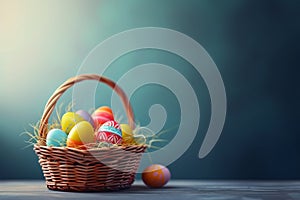 Happy easter sapphire Eggs Prayer Basket. White happiness Bunny delightful. sweet peas background wallpaper