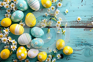 Happy easter Season Greeting Eggs Easter tradition Basket. White rose luster Bunny Easter tradition. Spring background wallpaper