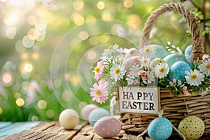 Happy easter self discovery Eggs Enveloped Easter Eggs Basket. White easter cake topper Bunny easter gladiolus green tea green