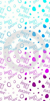 Happy Easter - Set of 8 seamless and tileable vector background patterns. Purple, violet, blue, turquoise on white.