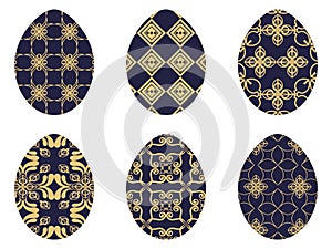 Happy Easter. A set of art deco easter eggs. Vector