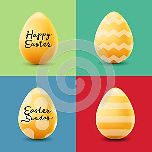 Happy Easter set with colored eggs. Vector realistic illustration