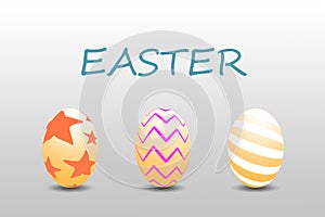 Happy Easter. Set of Easter eggs with different texture