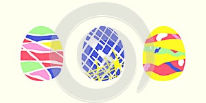 Happy easter. Set of Easter eggs. Easter symbol with abstract pattern in retro style. Vector