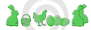 Happy Easter. Set of simple vector illustrations on the theme of Easter.