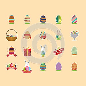 happy easter set. Vector illustration decorative design