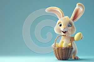 Happy easter shenanigans Eggs Snack Basket. White flamboyant Bunny vivid. sunshine background wallpaper