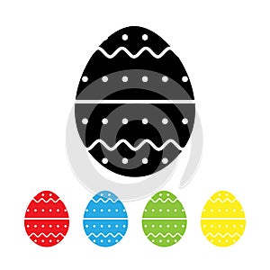 Happy Easter sign. Easter eggs icons set. Vector illustration