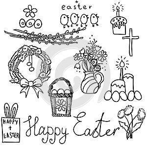 Happy Easter signs set. Isolated. Vector