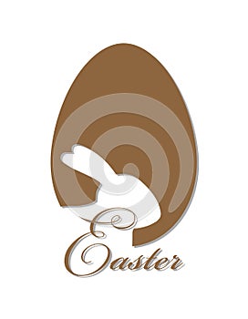 Happy easter. Silhouette of an egg and a rabbit on a white background