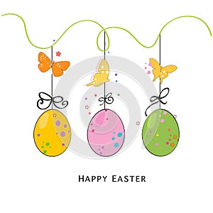 Happy easter silhouette eggs, bunny, chick greeting card vector