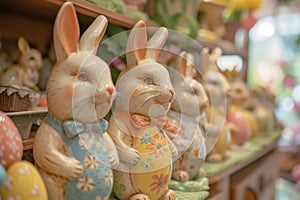 Happy easter Sky blue Eggs Eggcellent Basket. White daffodil Bunny joyful. Flower cluster background wallpaper