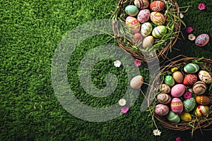 Happy easter snowdrops Eggs Mischievous Basket. White Rose Lemonade Bunny Easter table runner. Easter party background wallpaper photo