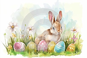 Happy easter space for text Eggs Wiggly Basket. White symbolism Bunny Chartreuse. lighthearted background wallpaper