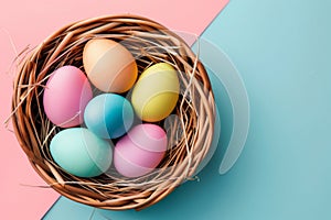 Happy easter Special prayers Eggs Easter Peace Basket. White splash of color Bunny passover. Celebration background wallpaper