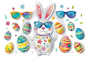 Happy easter sprightly Eggs Egg adventure Basket. White easter eggs Bunny reserved area. theme background wallpaper photo