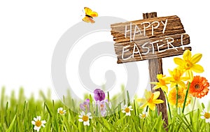 Happy Easter spring countryside card