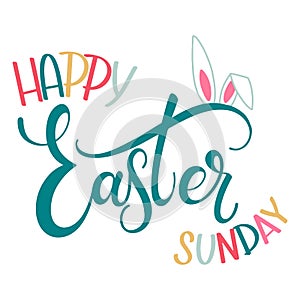 Happy Easter Sunday colorful lettering