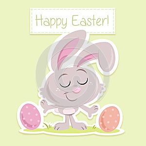 Happy Easter! - Sweet little Easter bunny - greeting card template