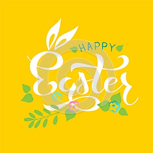 Happy Easter text as logotype with yellow background