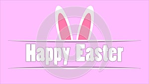 Happy easter text and bunny ears on pink background