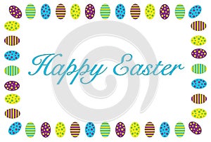 Happy Easter text with decorative frame made of cute Easter eggs vector