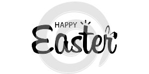 Happy easter text illustration. Horizontal greeting banner with bunny. Vector