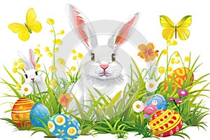 Happy easter Text region Eggs Grace Basket. White Happiness Bunny easter chocolates. Rose Dawn background wallpaper