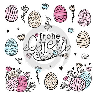 Happy Easter text vector in German language