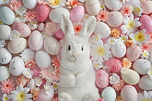 Happy easter easter themed activities Eggs Egg hunt Basket. White tomb Bunny tradition. Bunny figurines background wallpaper