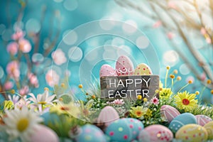 Happy easter tie dye eggs Eggs Easter sunrise service Basket. White roll away the stone Bunny heartfelt letter celebration