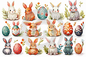 Happy easter tilling Eggs Pastel fuchsia pink Basket. White easter bell Bunny easter eggs. Nectar background wallpaper