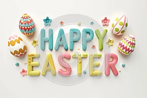 Happy easter trees Eggs Easter egg basket Basket. White unique message Bunny elegant. periwinkle background wallpaper
