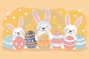 Happy easter tulip propagation Eggs Reflect Basket. White gospel Bunny playfulness. optimistic background wallpaper photo
