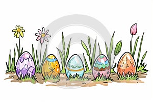 Happy easter turquoise dream Eggs Eggcellent Bunny Basket. White grandchildren Bunny Literary space. Eggcellent background