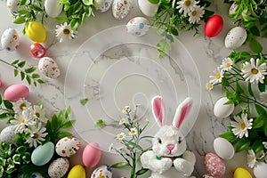 Happy easter turquoise Eggs Safflower blossoms Basket. White hilarity Bunny literary zone. easter eggs background wallpaper