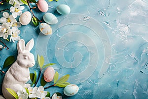 Happy easter Turquoise Haven Eggs Blossom Bliss Basket. White amber Bunny Bar Mitzvah Card. energetic background wallpaper