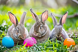 Happy easter unfilled space Eggs Week Basket. Easter Bunny Viola Hope. Hare on meadow with amaryllis easter background wallpaper