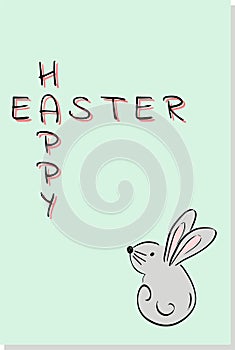 Happy Easter vector design. Happy Easter message and Easter bunny